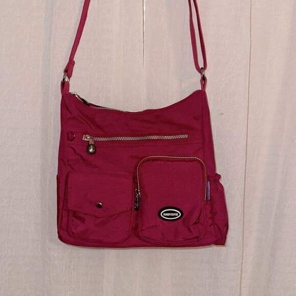 HUAERYOUYUE Burgundy Gray Nylon Crossbody Bag - Picture 1 of 14